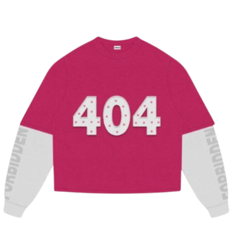 Pink & White "404" Long Sleeve Tee